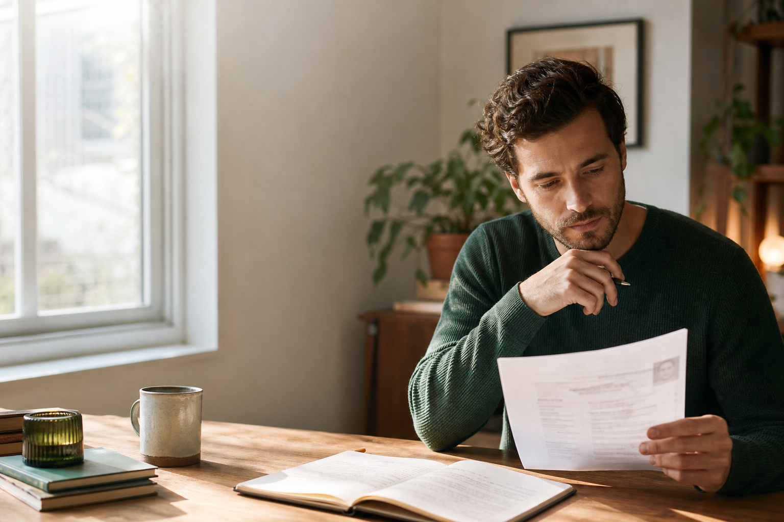 A finance candidate working through evidence for a career decision